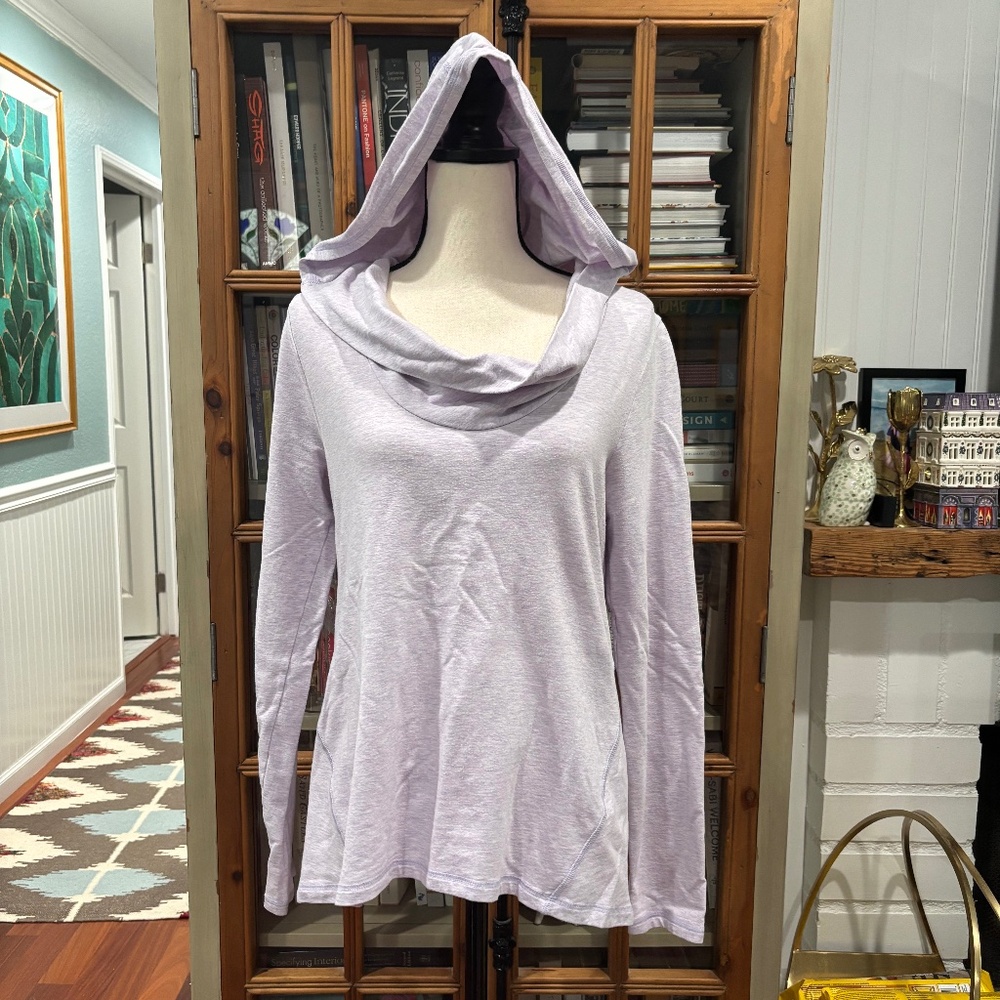Lucy Lavender Cowl Neck Hooded Sweatshirt | M | Thumbholes | Soft Cotton Blend